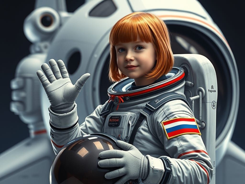 Young Russian Cosmonaut Waves Goodbye to Pegasus Spacecraft