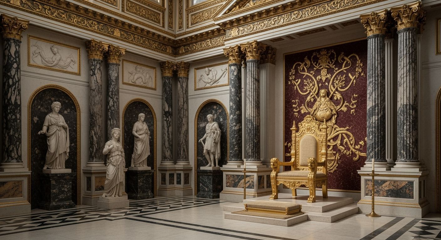 Lavish Roman Throne Room with Gold and Marble