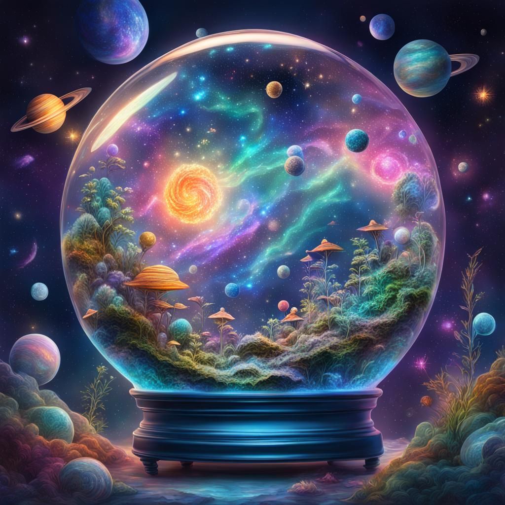 Cosmic Universe in Terrarium, High Detail Illustration