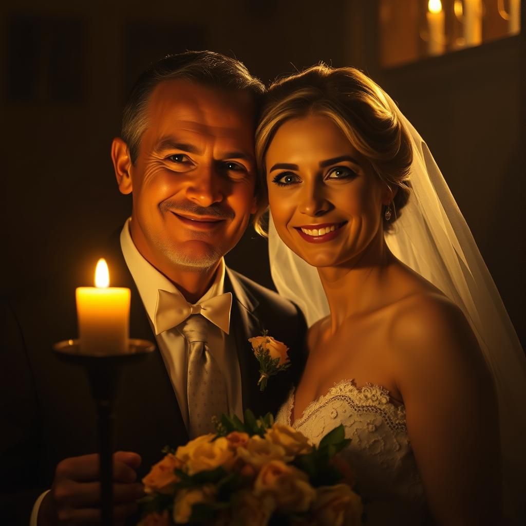 Romantic Candlelight Portrait in Golden Age Style