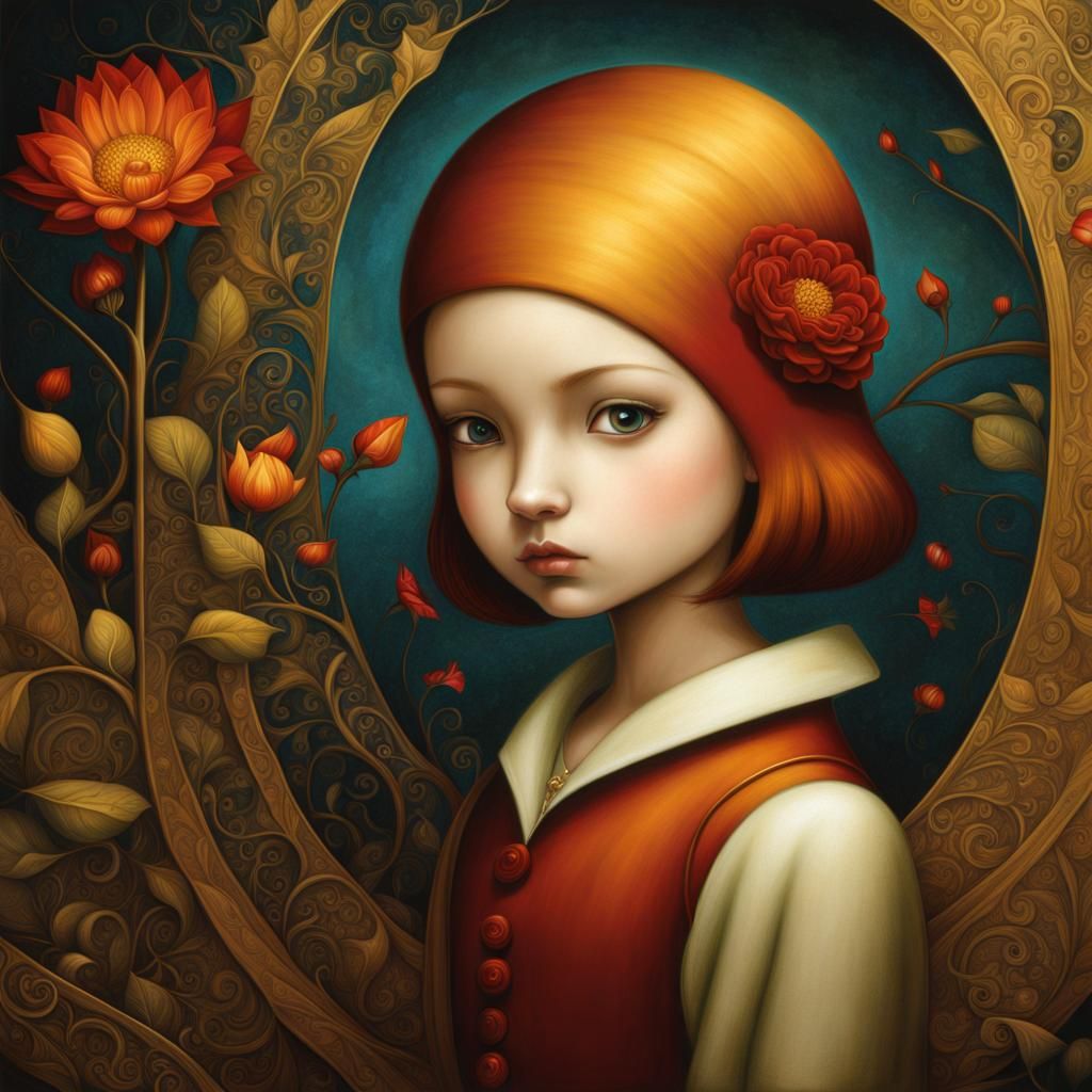 Hyperdetailed Girl with Dynamic Lighting, Storybook Illustra...