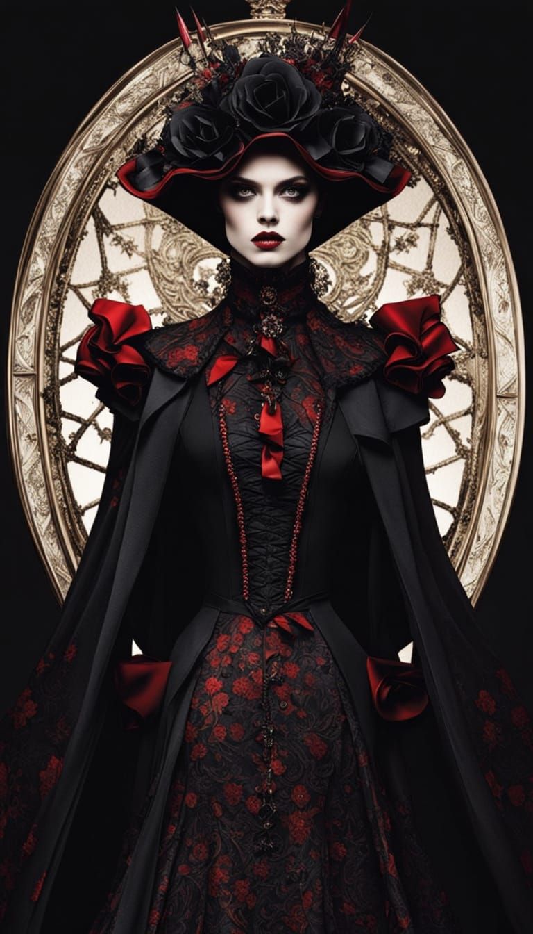 Vampire in Elegant Gothic Fashion Attire