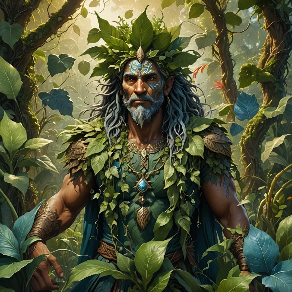God of Crops with Leaf Ornament in Fantasy Art
