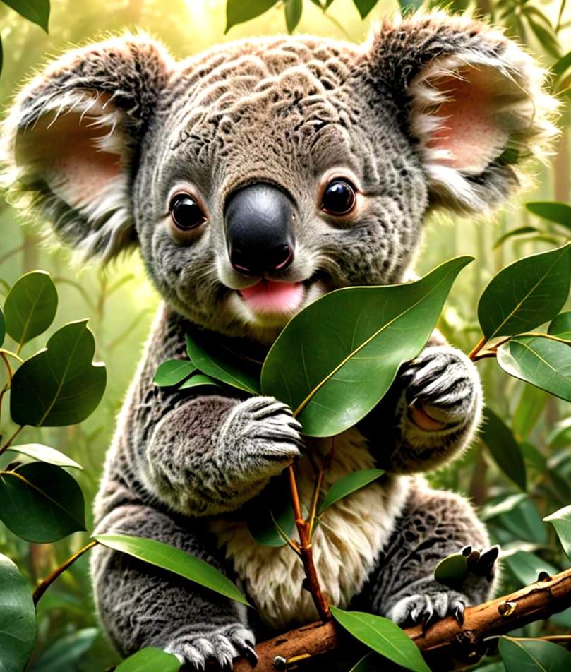 Adorable Baby Koala in Chibi Style