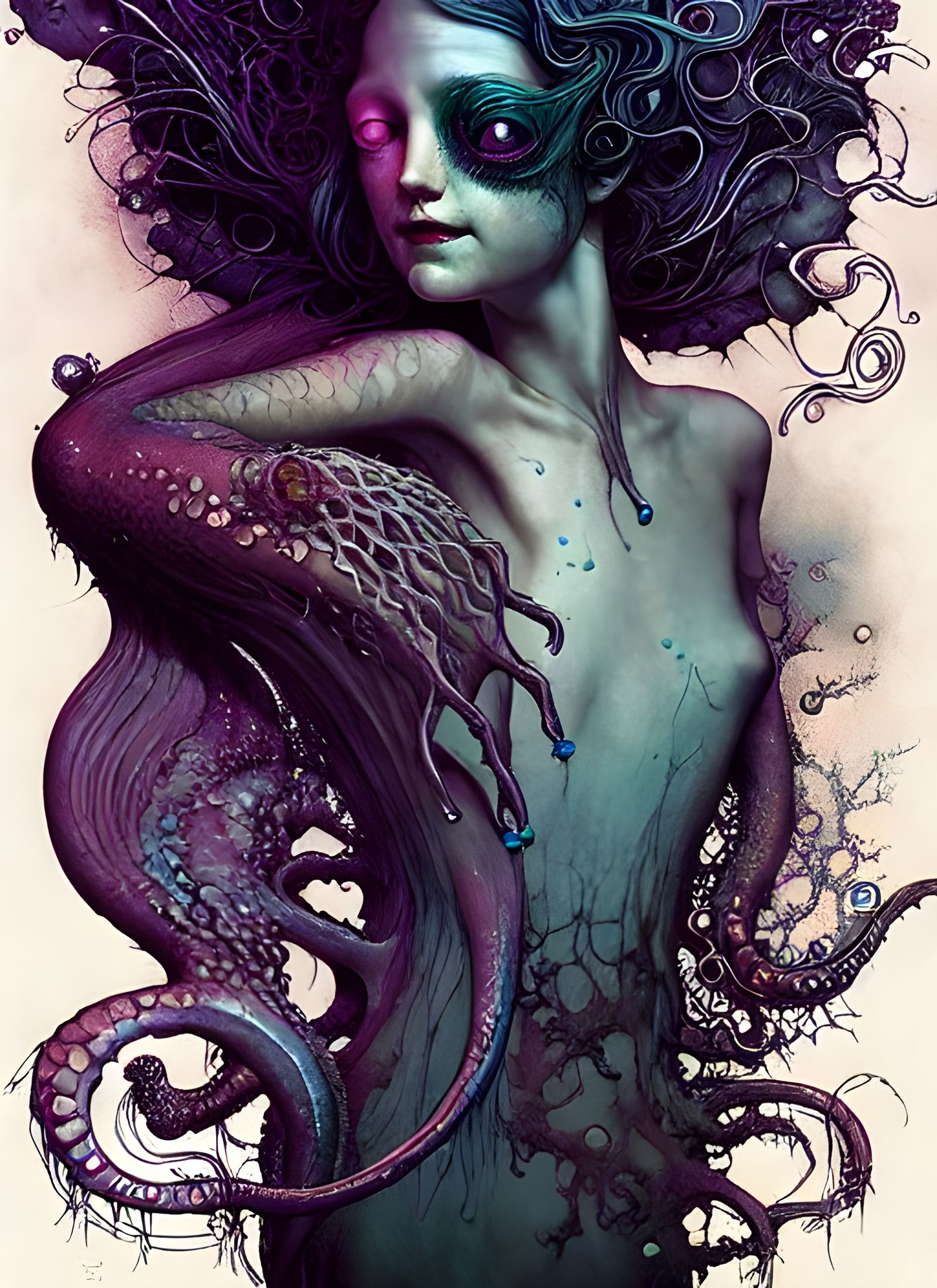 Eldritch Mermaid in Dark Fantasy Style