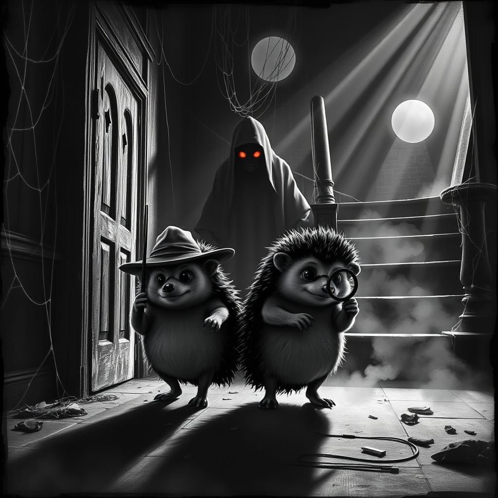 Hedgehog Detectives Explore Haunted House