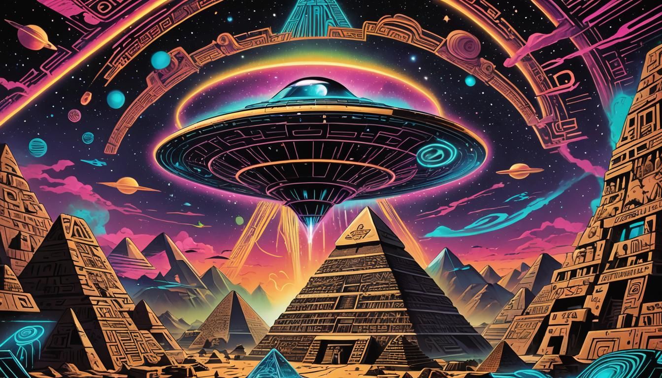 UFO on 1976 TV Screen in Comic Book Style