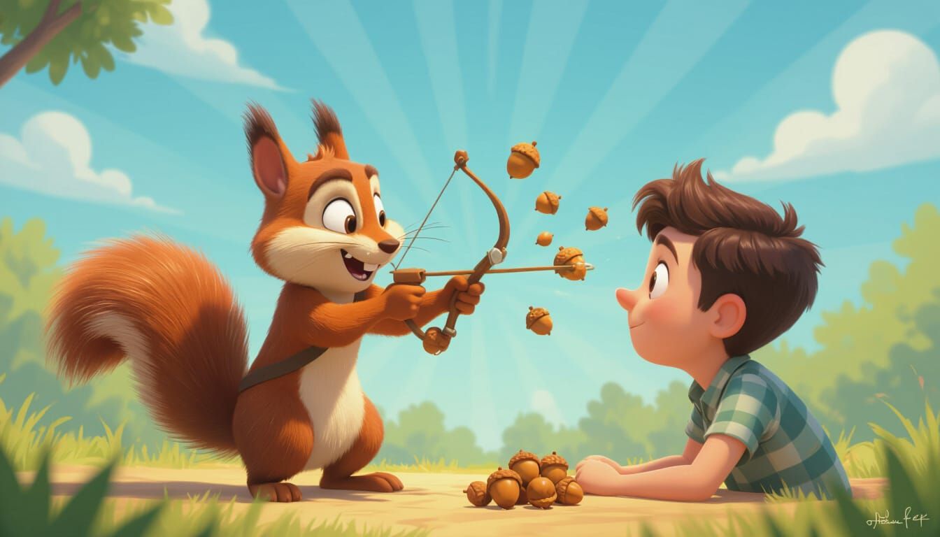 Squirrel with Slingshot: 3D Animated Concept Art