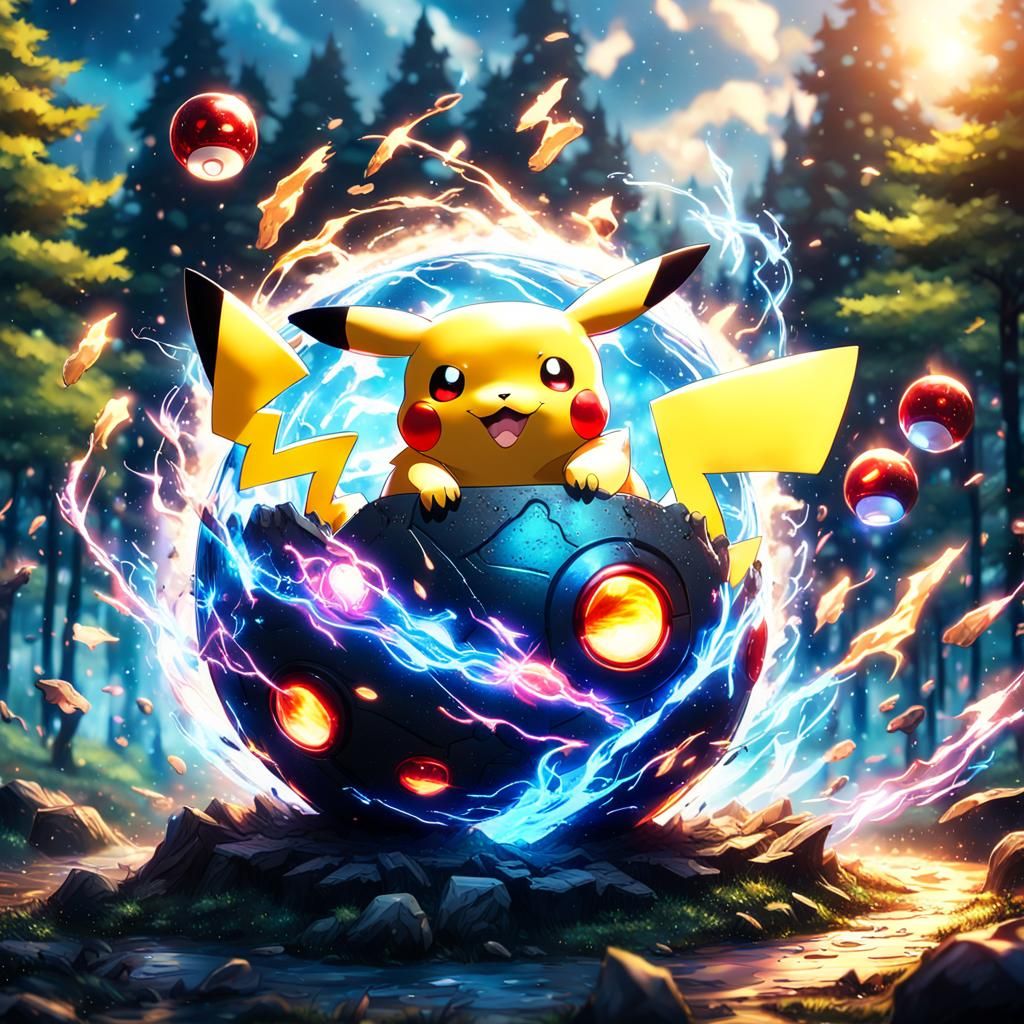 Pikachu Emerges from Poké Ball in Electric Fantasy