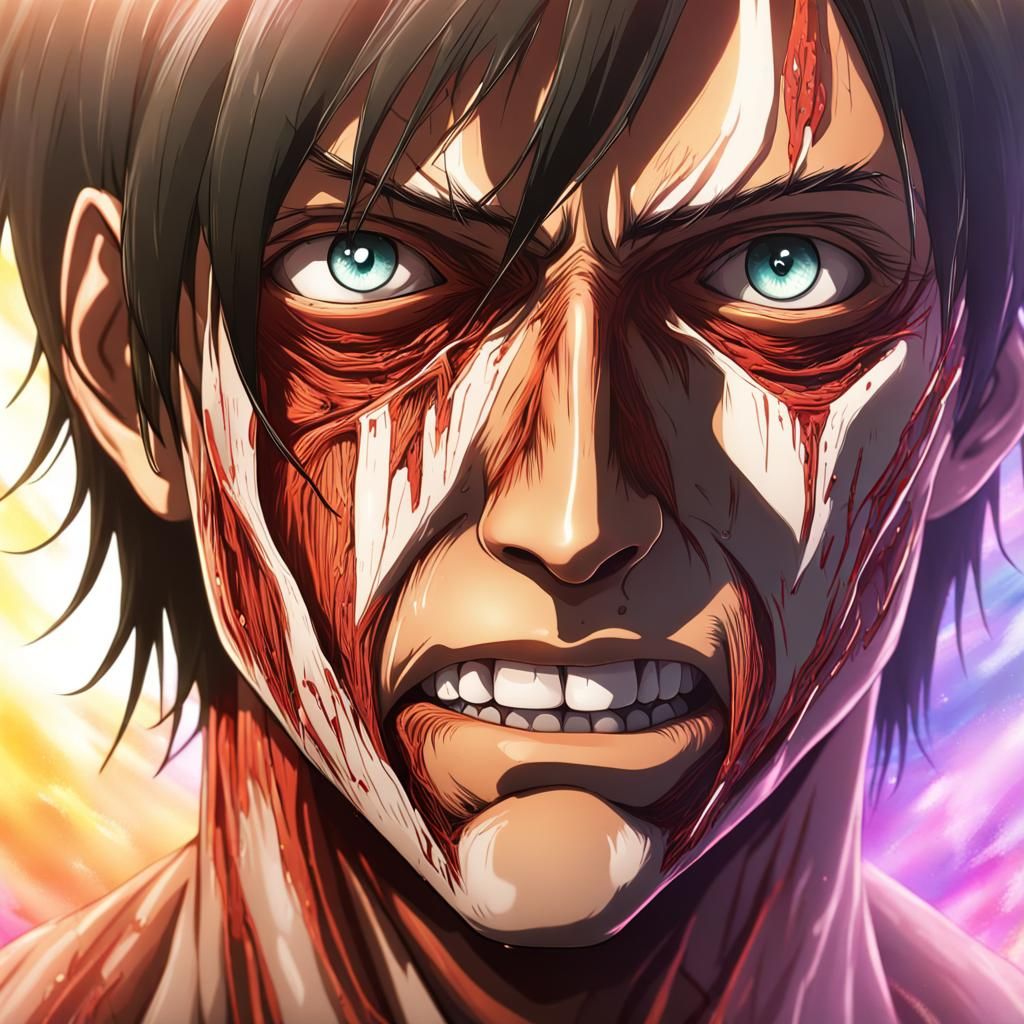 Eren Yeager's Titan Transformation: Hyperrealistic Splash Ar...