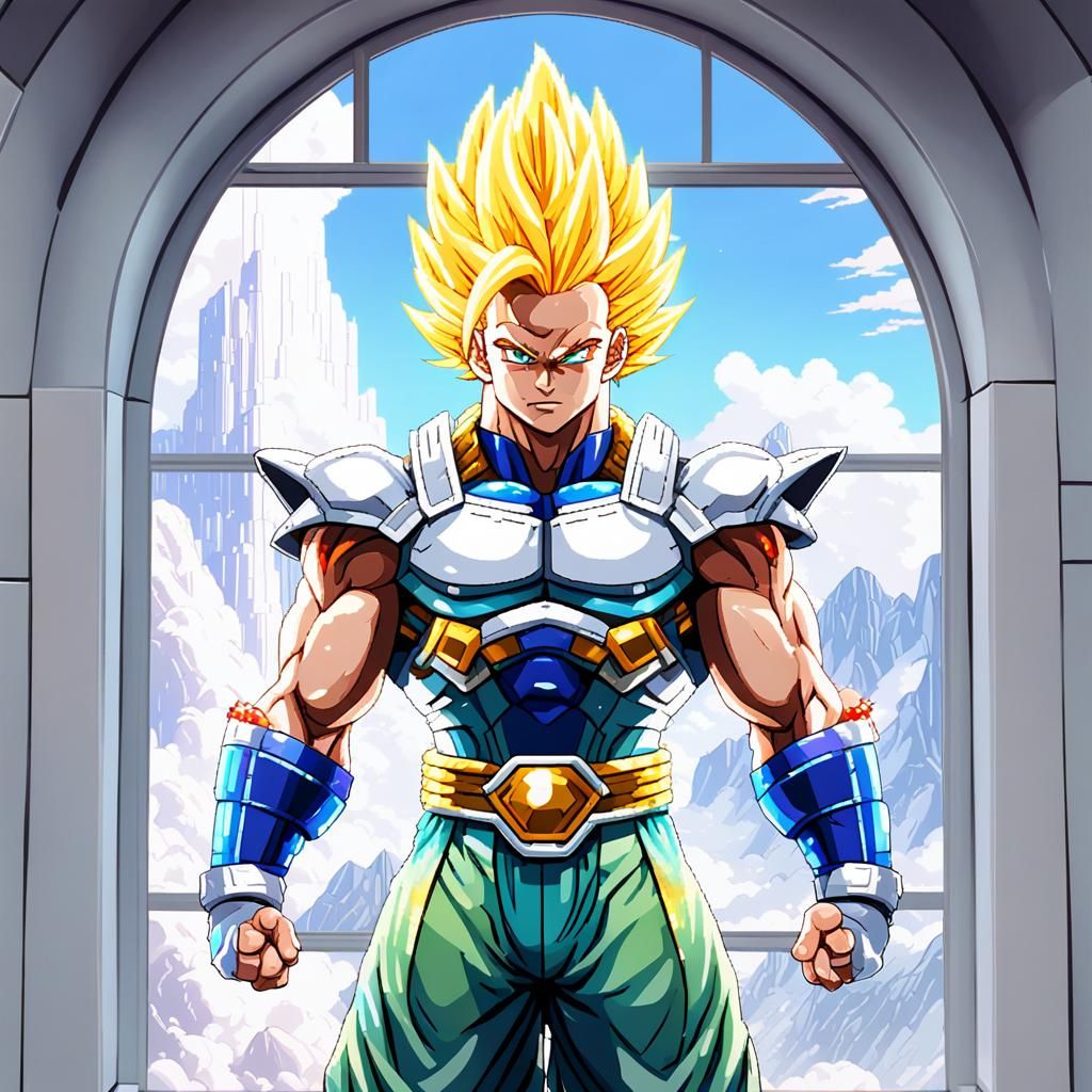 16-Bit Super Saiyan Warrior in Space Station