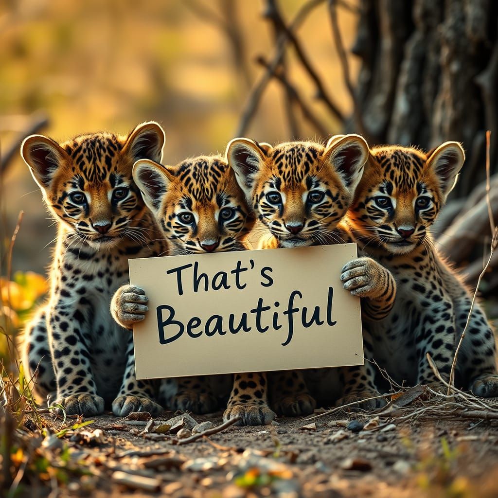 Big Cat Cubs Discover Sign in Savanna