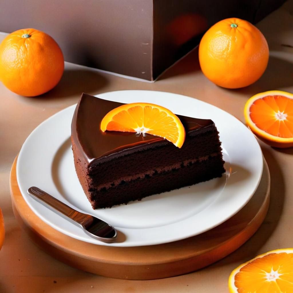 Delicious Chocolate Cake with Orange Slice