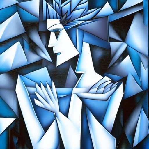 Icy Snow Queen in Cubist Style