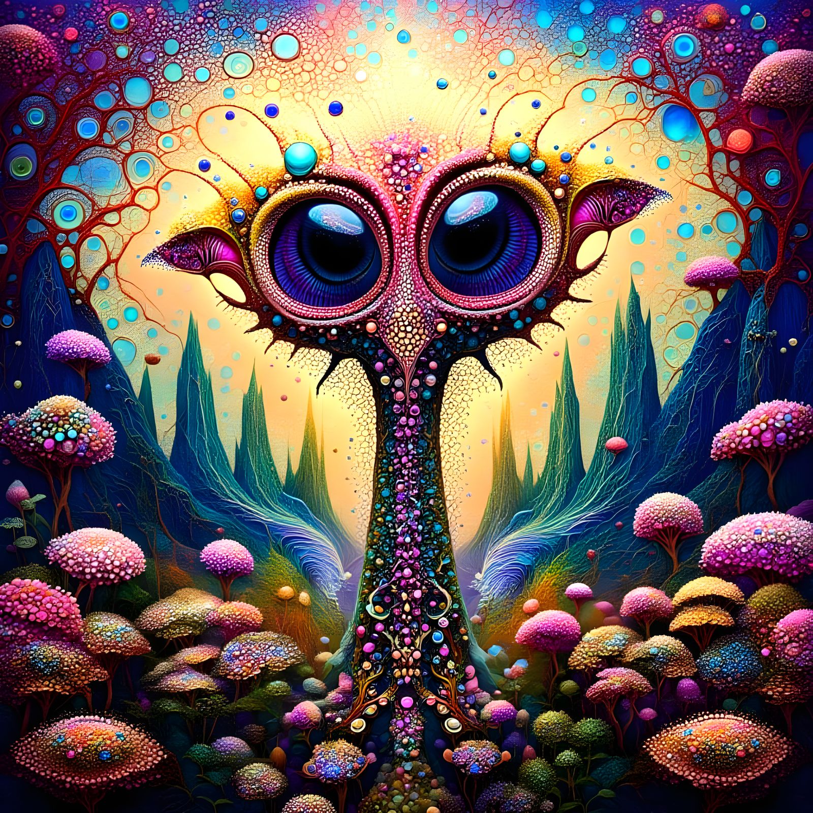 Hyper Intricate Fractal Floral Landscape in Psychedelic Styl...
