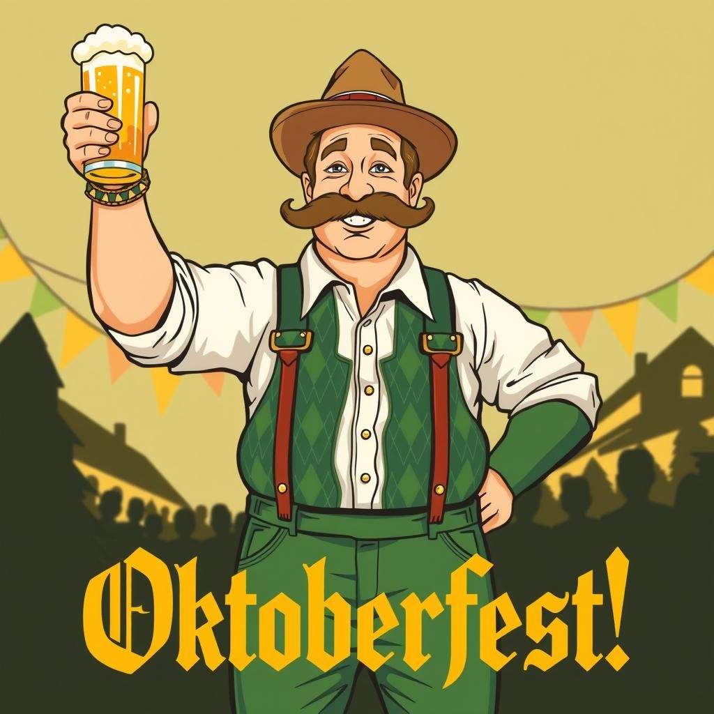 Oktoberfest Celebration in Folk Art Style