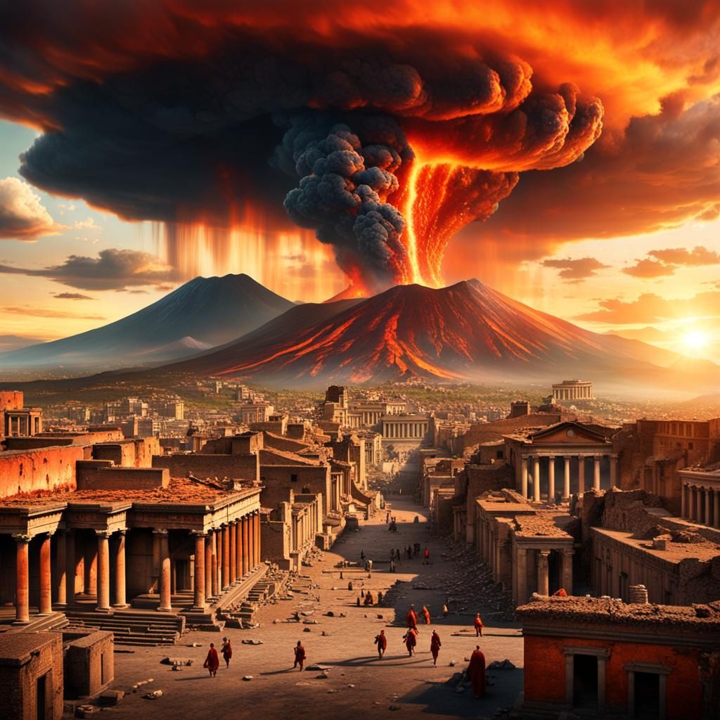 Epic Pompeii Eruption in Golden Hour