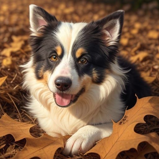 Fluffy Border Collie Puppy in Digital Illustration Style