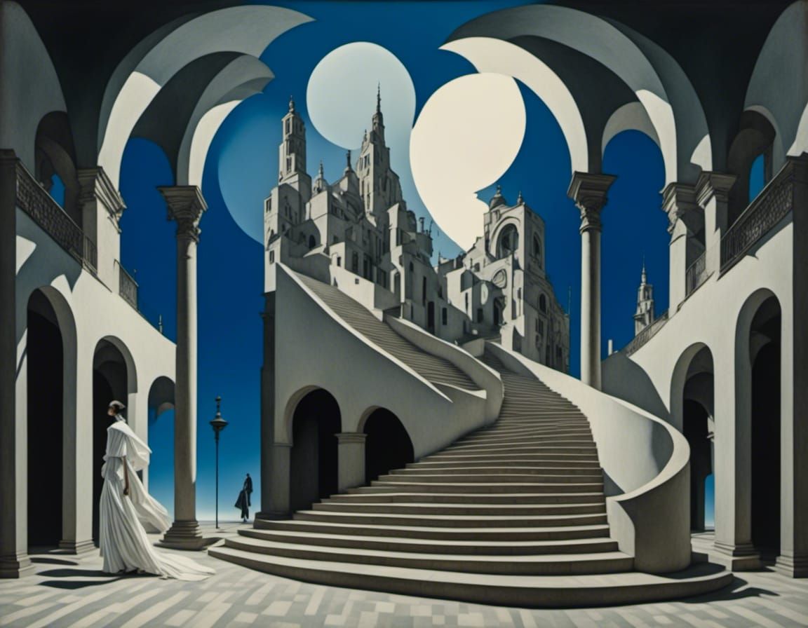 Surreal Dreamscape: Stairway to Nowhere in Digital Art