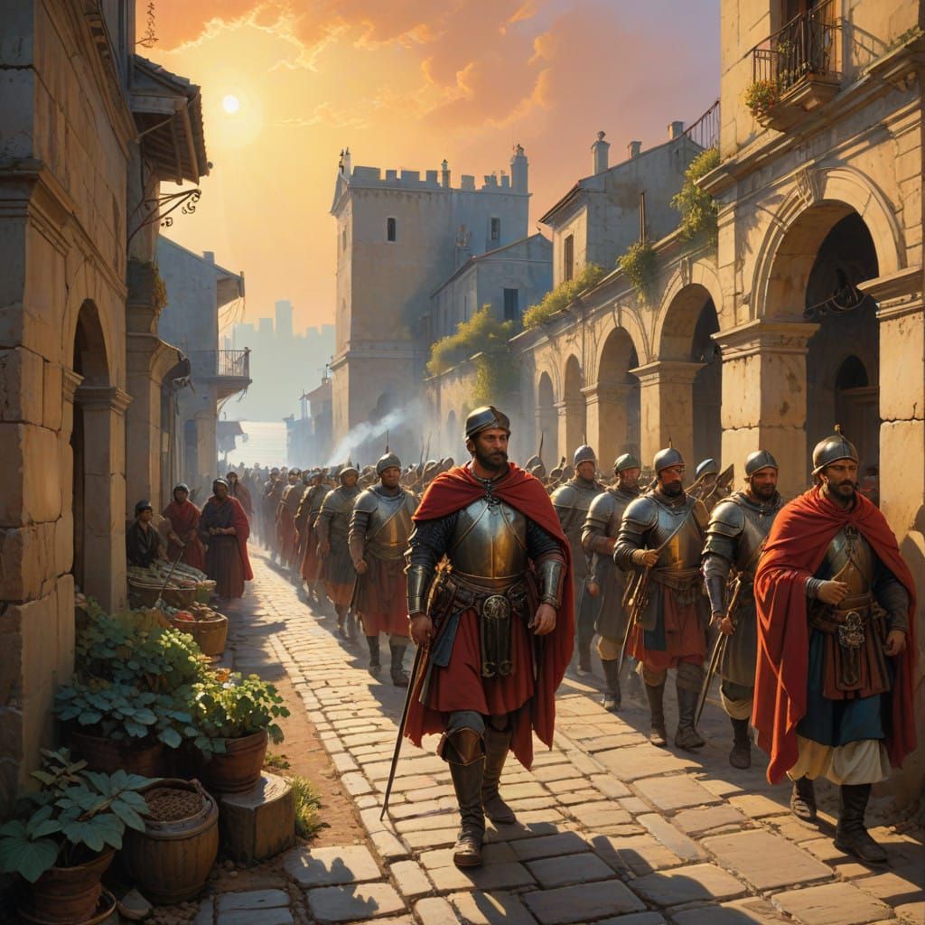 Roman Legion Marches Through Ancient Italian Town in Histori...