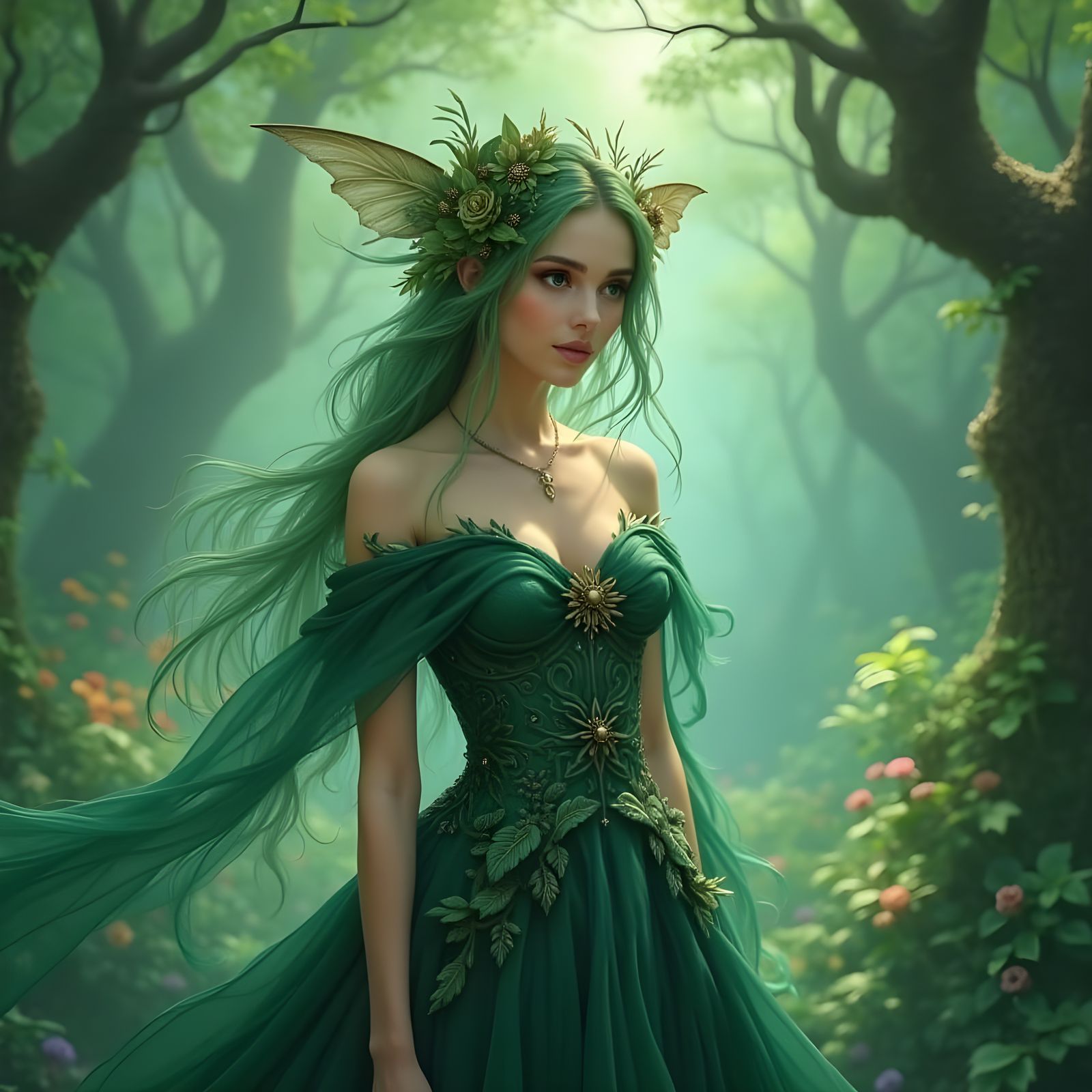 Ethereal Forest Fairy in Impressionistic Surreal Style