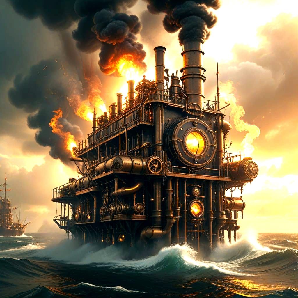 Awakened Midgard Serpent with Steampunk Engine