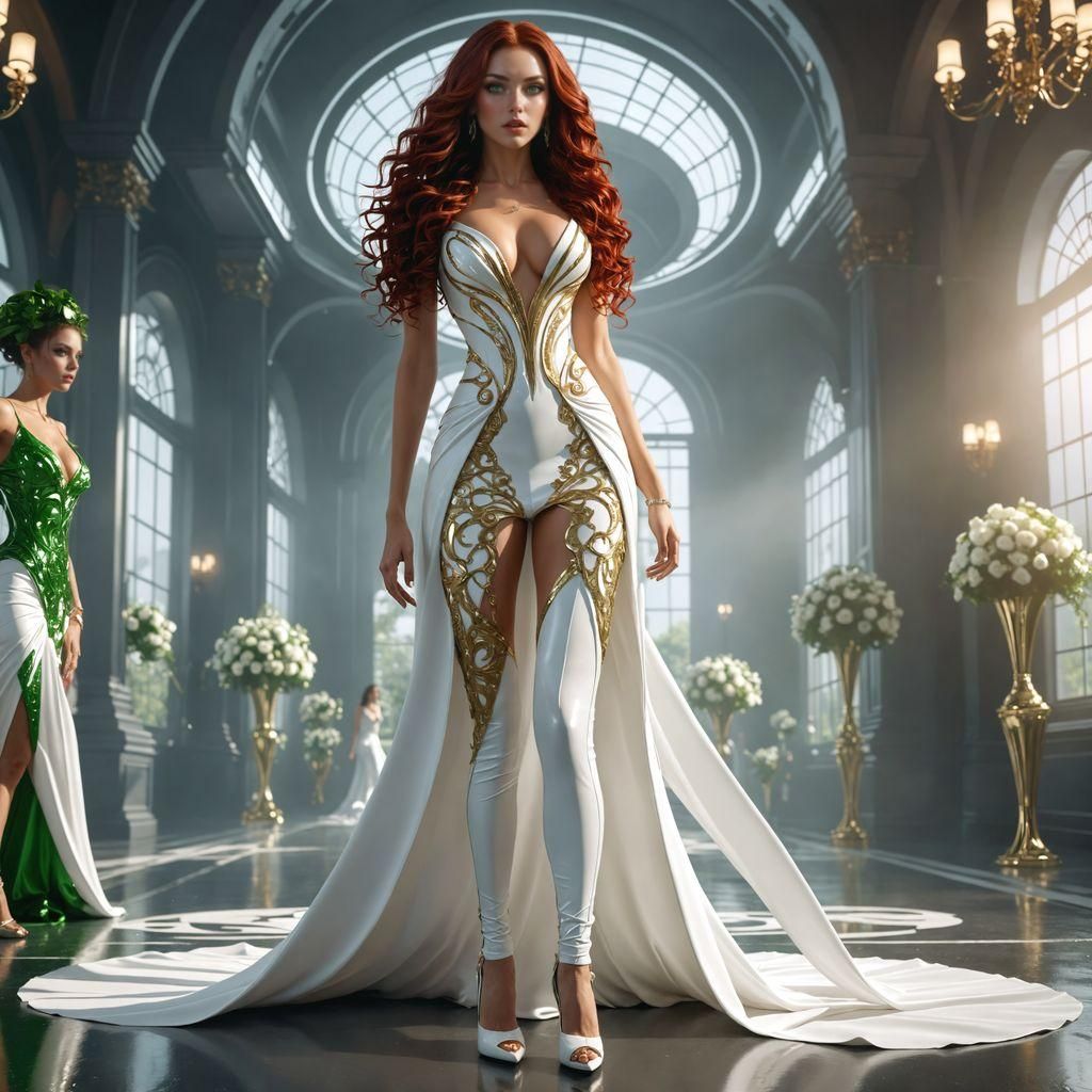 Brunette in Latex Wedding Dress: Dark Fantasy Art