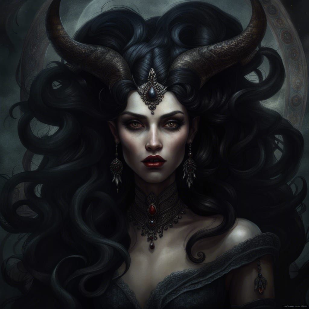 Demonic Vampire Goddess in Dark Fantasy Art