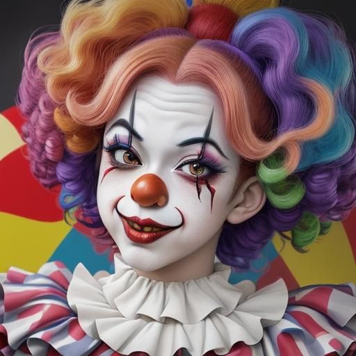 Anime Female Clown in Circuspunk Style