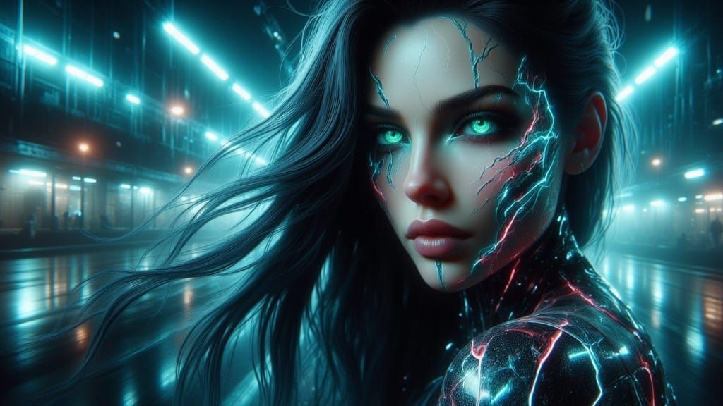 Futuristic Woman on Formula One Car