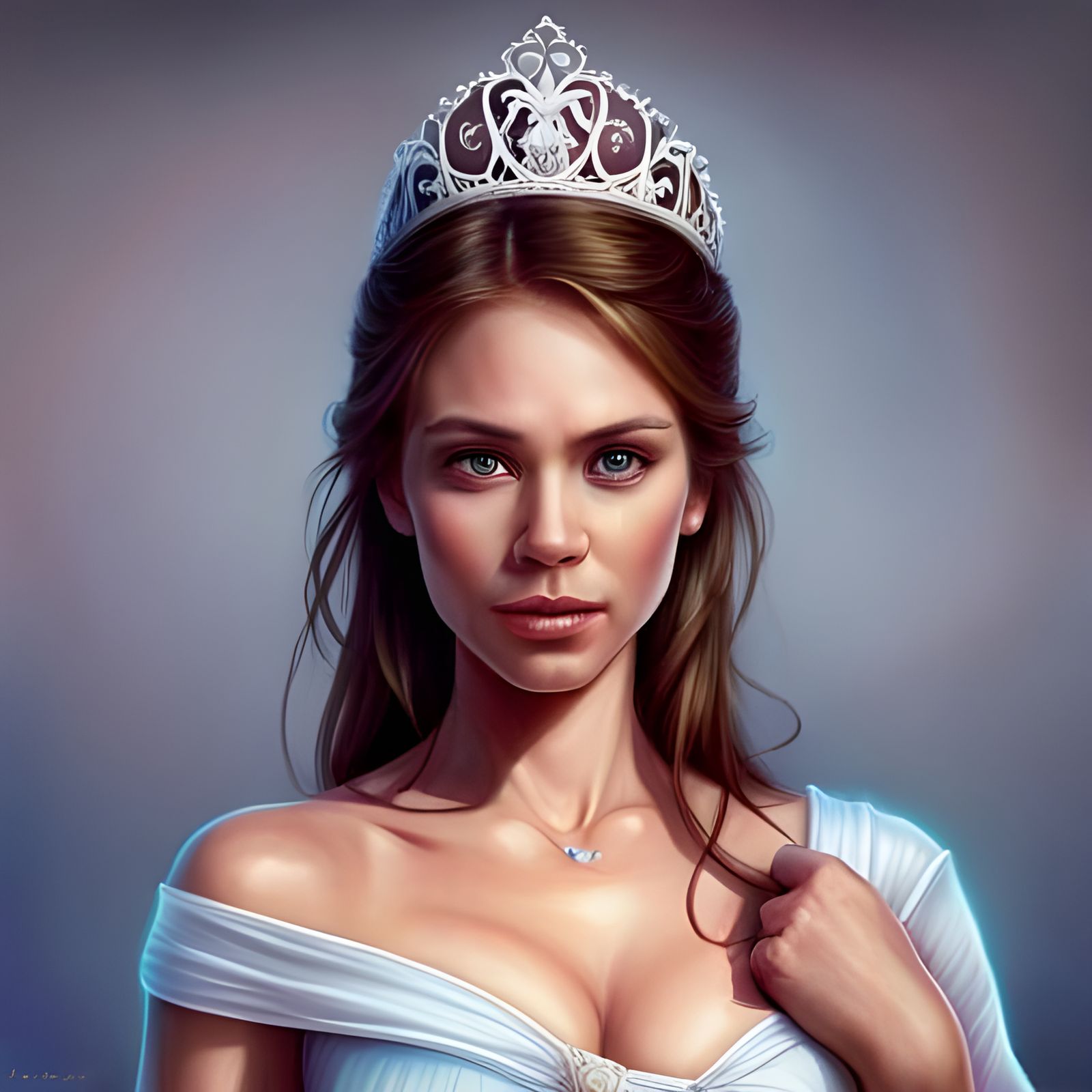 Stunning Princess Portrait in Hyperrealistic Digital Art Sty...