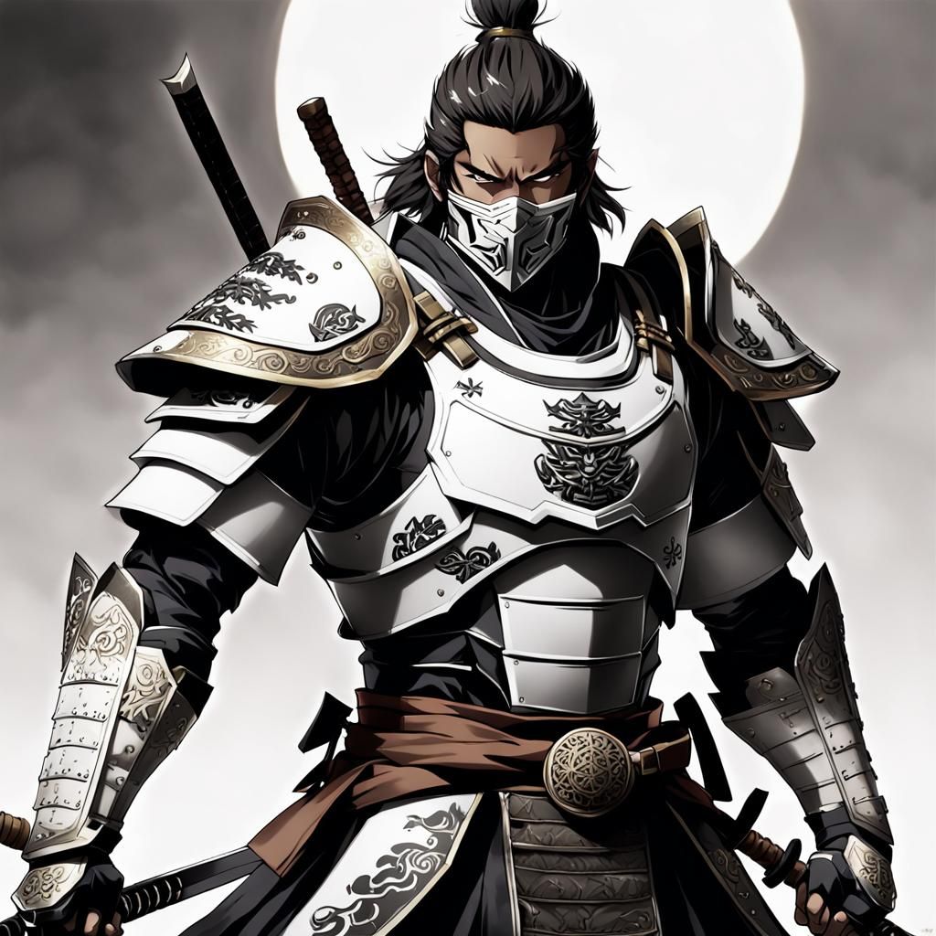 Armored Samurai Warrior in Anime Style