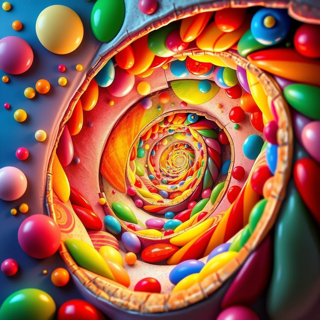 Fibonacci Spiral in Hundertwasser Candy Style