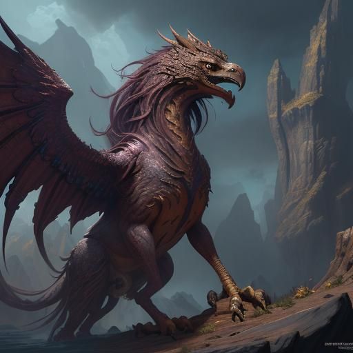 Detailed Griffin Matte Painting in Fantasy Style