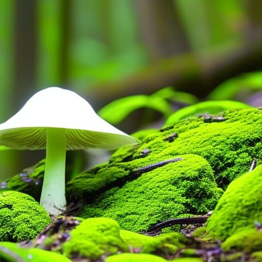 Neon Mushroom in Forest: Vibrant AI Art