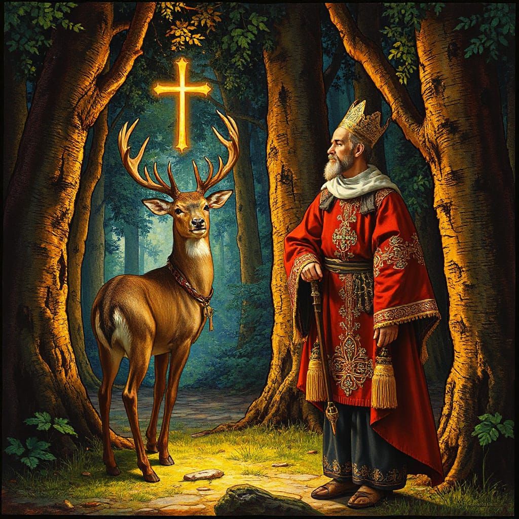 Saint Hubert Forest Vision in Medieval Style