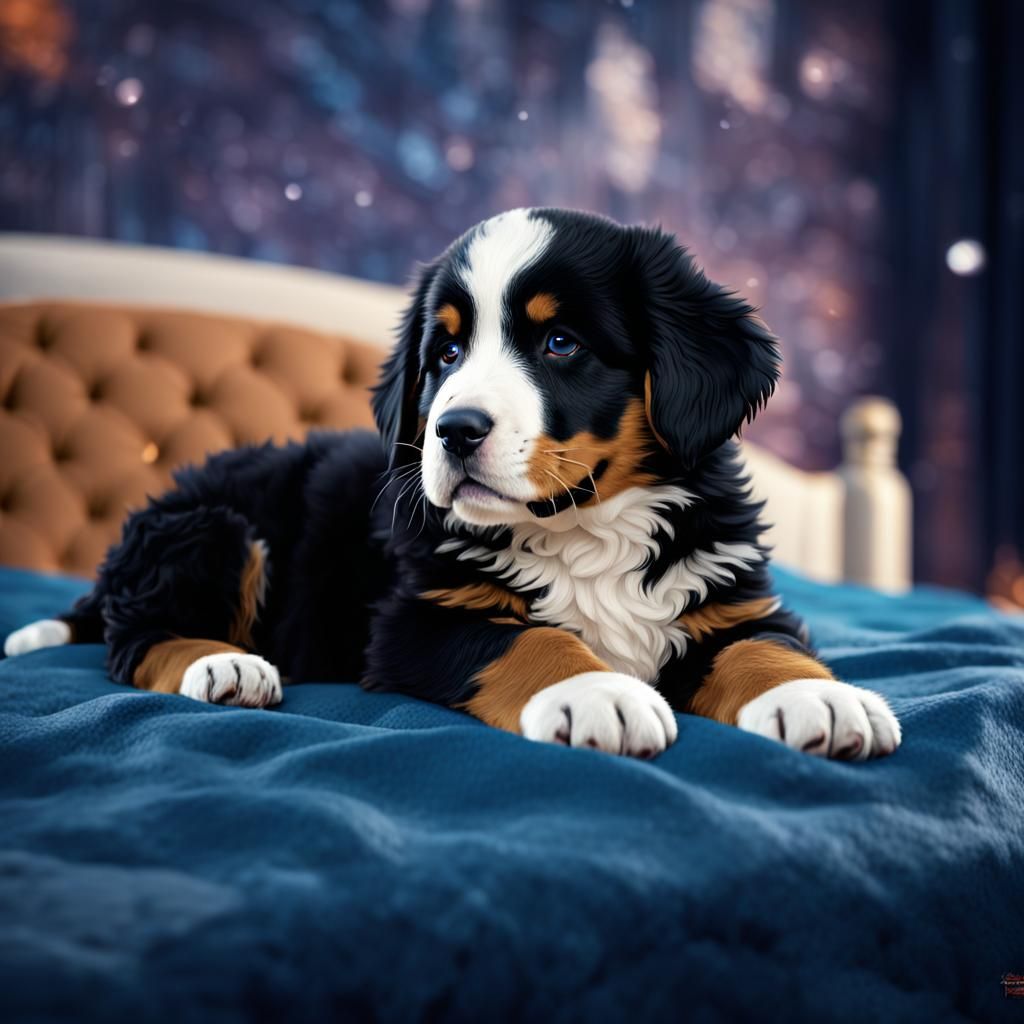 Bernese Mountain Dog Puppy: Detailed Matte Painting