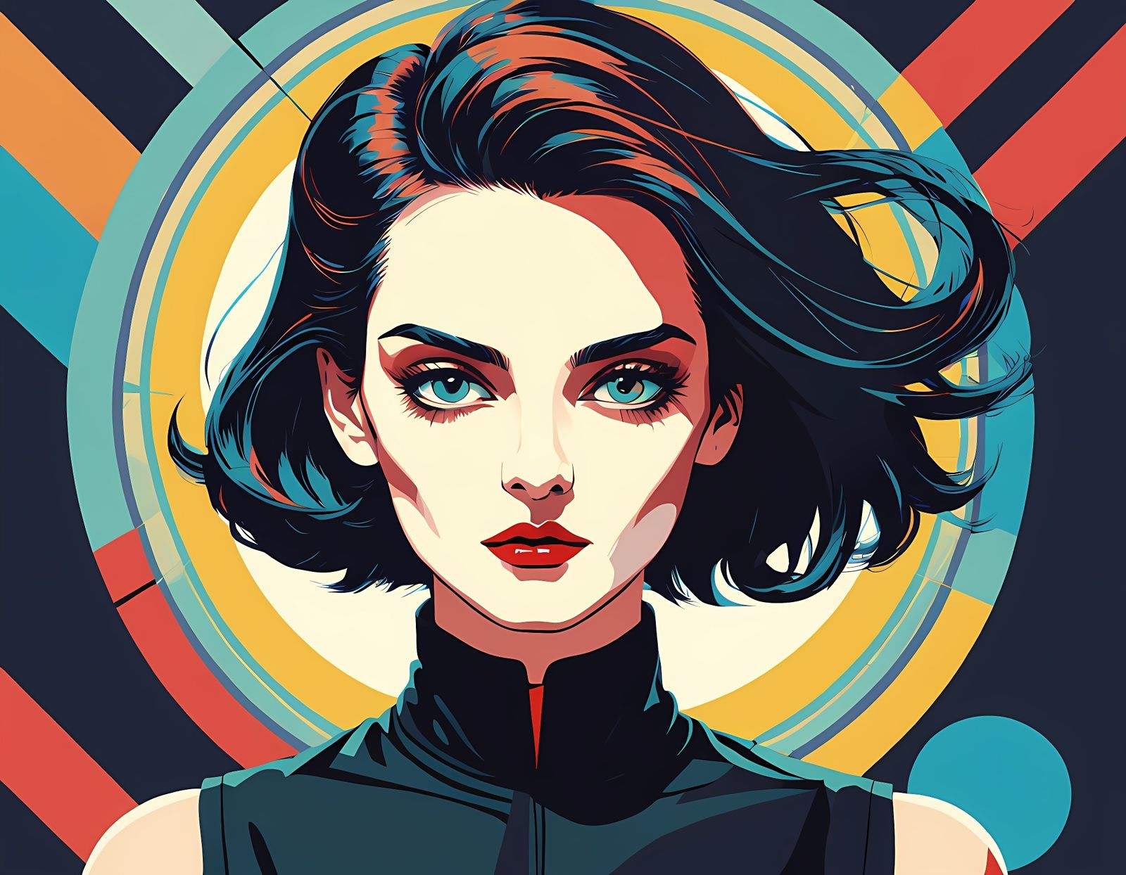 Stylized Portrait in Bold, Minimalist Lines