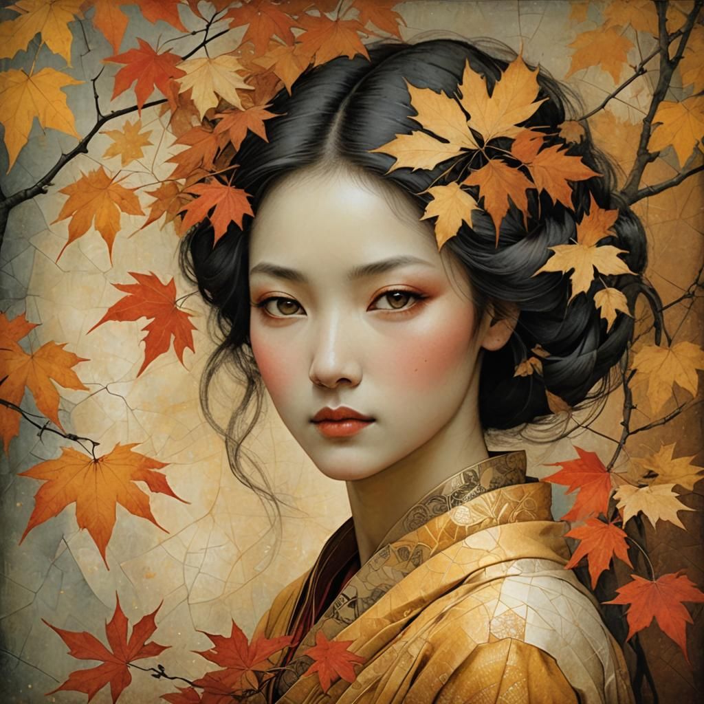 Woman in Golden Crepe: Symbolic Portrait