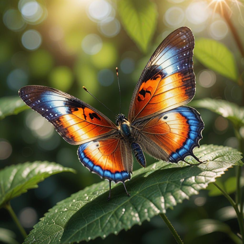 Vibrant Butterfly in Close-Up, Photorealistic Style