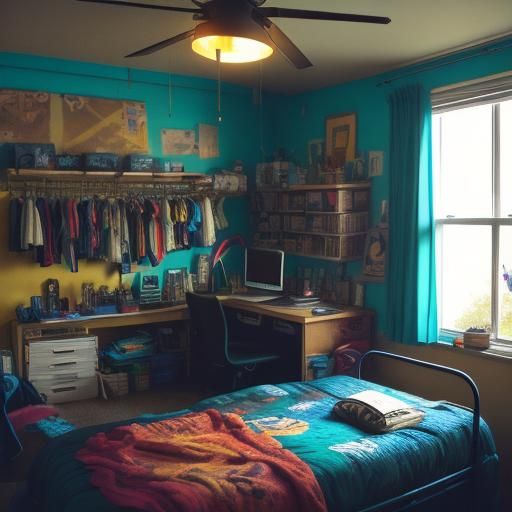 Youthful Friends Prepare for Camping: Digital Art