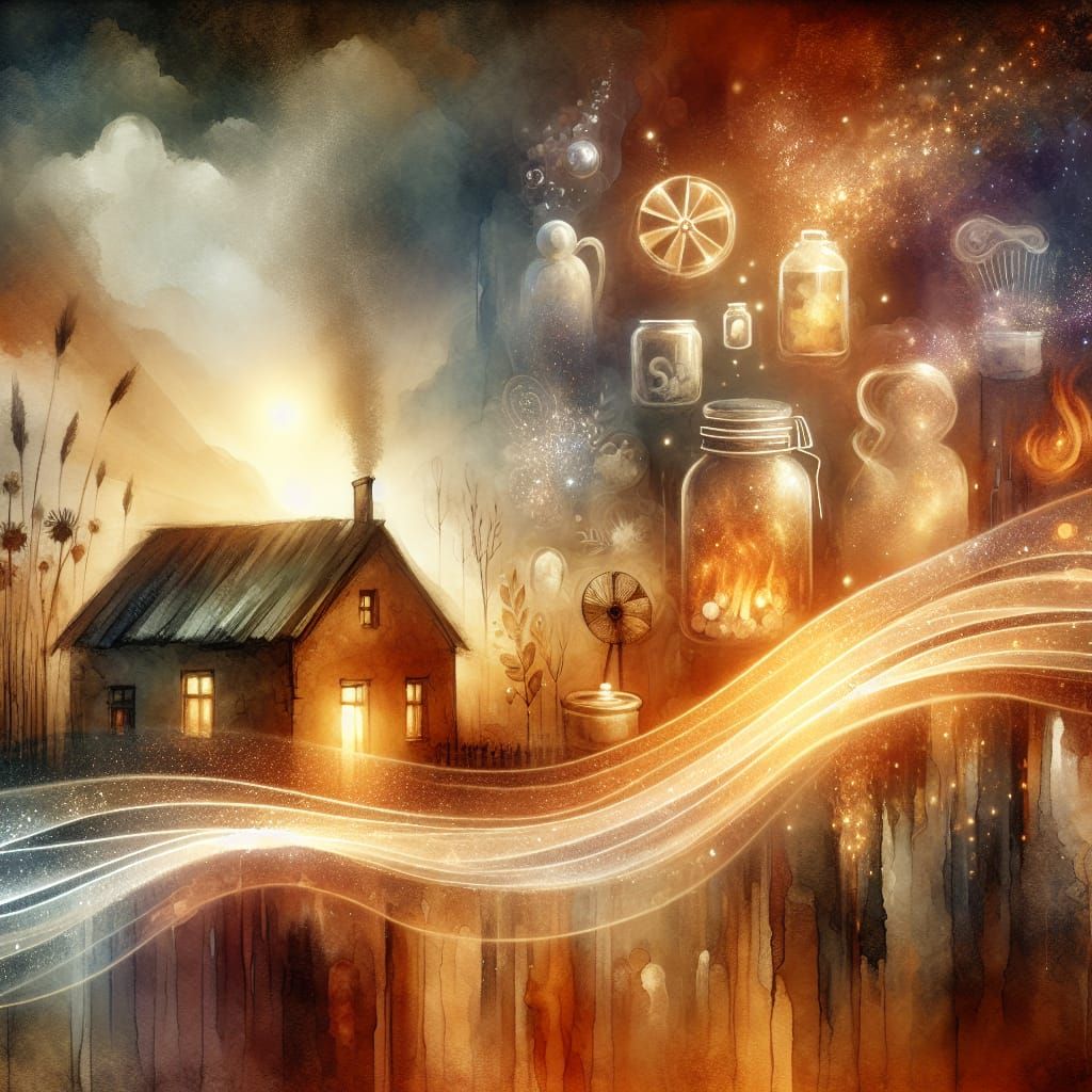 Symbolic Old House with River of Time