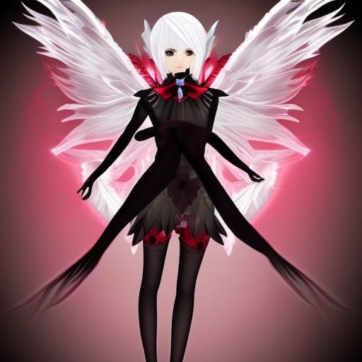 Gothic Anime Assassin Fairy with White Hair