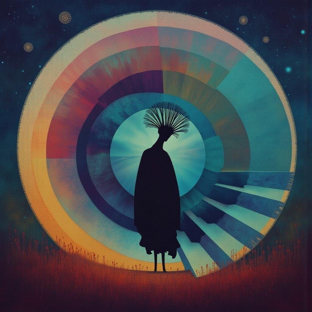 Divine Gathering in Ethereal Geometric Kaleidoscope Style