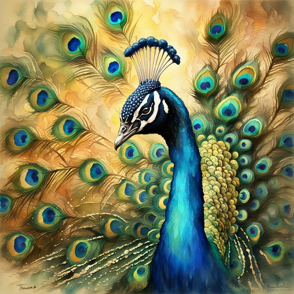 Golden Peacock in Ethereal Glow