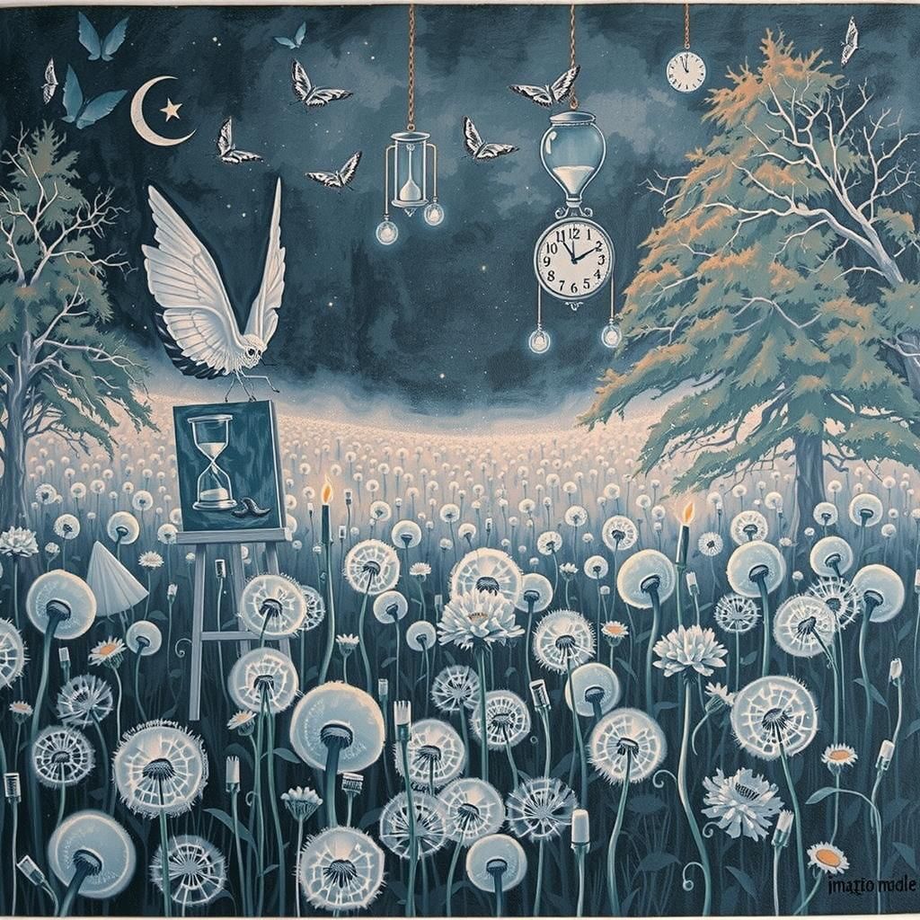 Dreamlike Landscape with Aztec Deity in Cubist Style