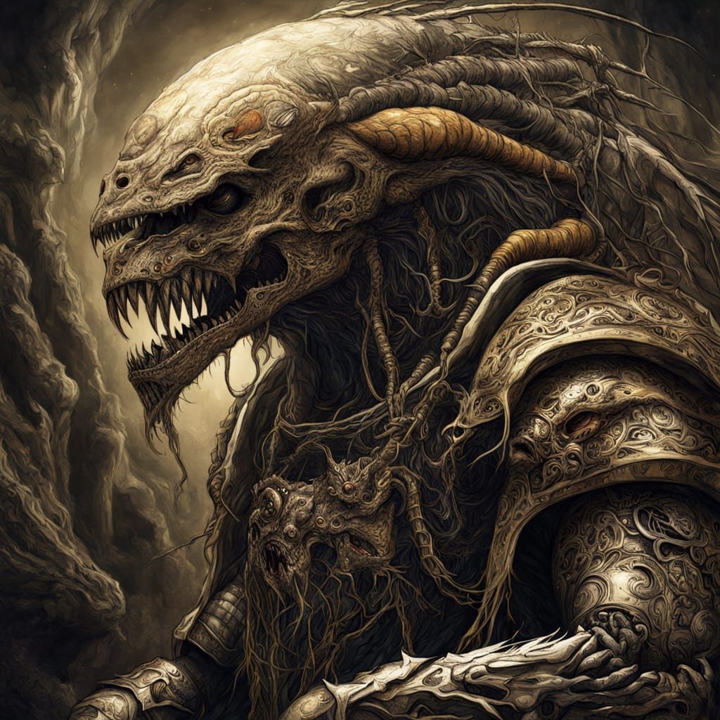 Insectoid Paladin Fusion in Dark Fantasy Style