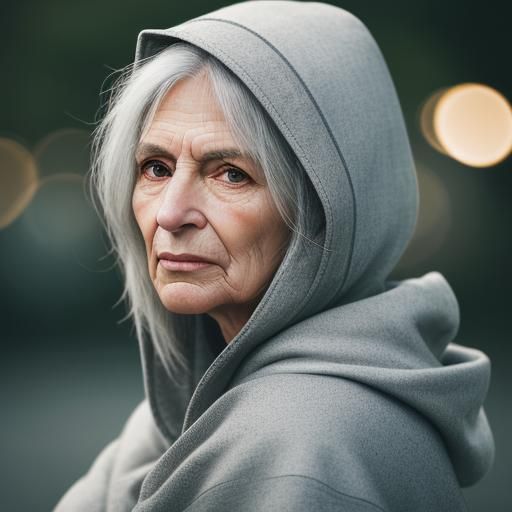 Studio-Quality Portrait of an Elderly Woman in Natural Style