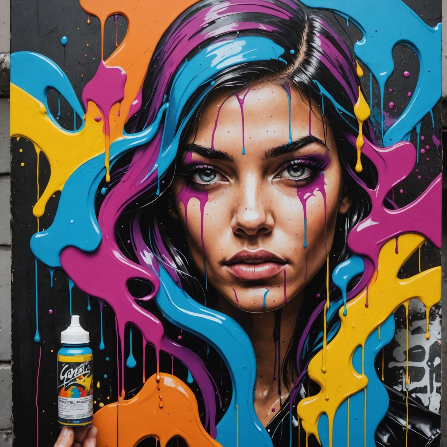 Colorful Graffiti Art with Oil and Gouache Effects