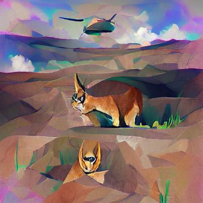Funny Caracal Cat Portrait